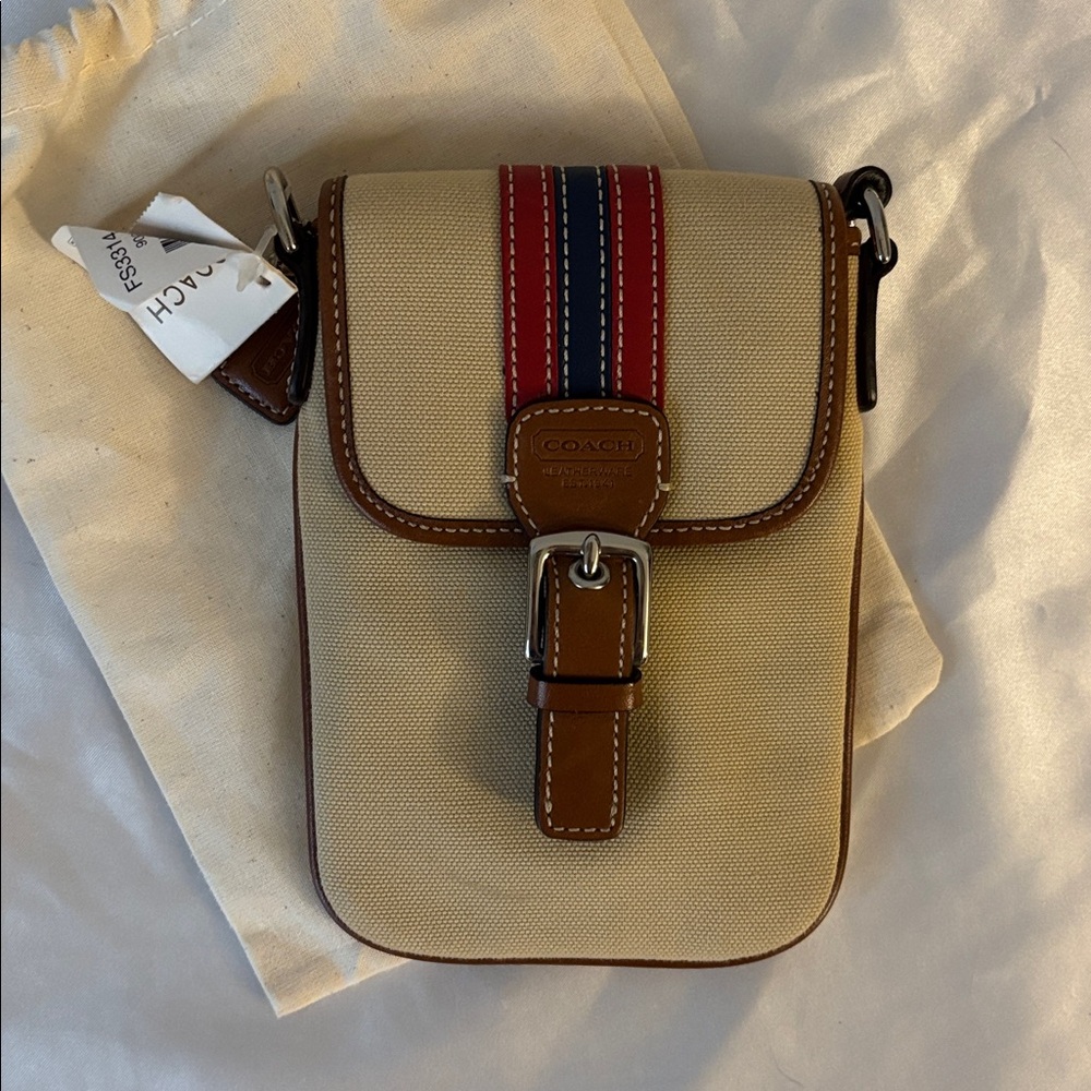 Coach Tan and Red Clutch Wristlet NWT